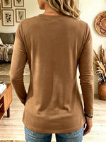 Women's V-Neck Tassel Fringe Long-Sleeve Top