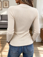 Vintage Chic Button Art Knitted Casual Stylish Long Sleeve Top