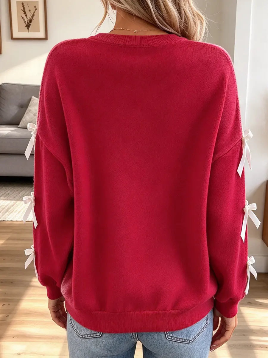 Vintage Elegant Bow Art Casual Stylish Long Sleeve Cotton Sweatshirt