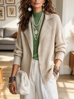 Vintage Chic Lapel Knit Art Casual Stylish Long Sleeve Cardigan Sweater Coat