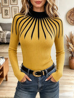 Women's Mock Neck Ribbed Knit Sweater