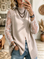 Women's Mock-neck Knit Vest (lace Inner Layer Not Included)