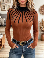 Women's Mock Neck Ribbed Knit Sweater