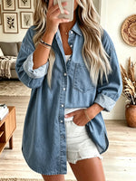 Women's Button-Down Denim Tunic Shirt