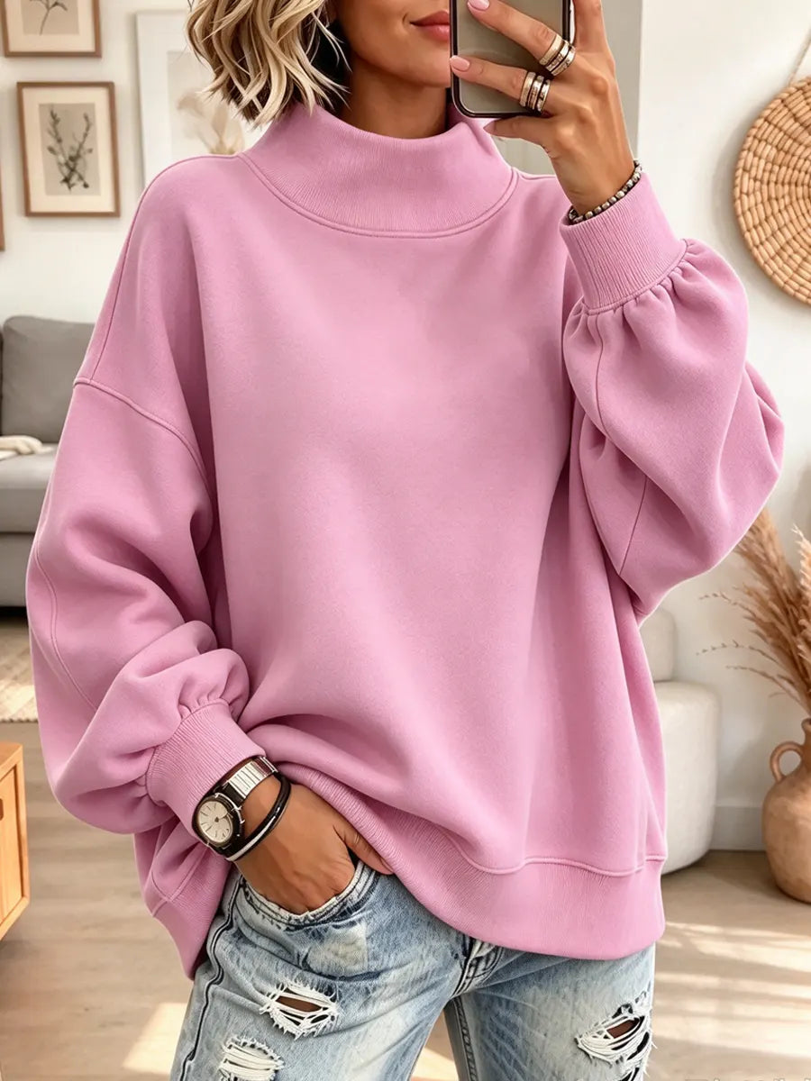 Retro Chic Turtleneck Art Casual Stylish Long Sleeve Sweatshirt