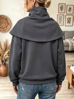 Women's Draped Sailor Collar Fleece Sweatshirt