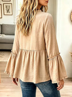Vintage Elegant Cotton Linen Ruffle Shirt