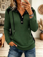 Women's Waffle Knit Button-Up Colorblock Hoodie