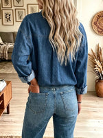 Women's Button-Down Denim Tunic Shirt