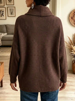 Women's Asymmetrical Foldover Cowl Neck Knit Sweater