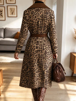 Vintage Chic Leopard Pattern Art Casual Stylish Long Sleeve Coat