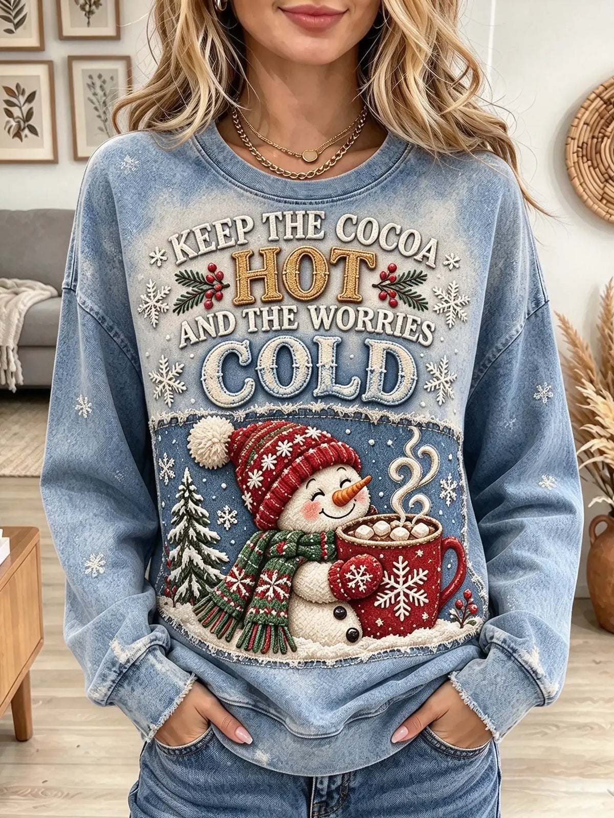 Women's Snowman Hot Cocoa Sweatshirt