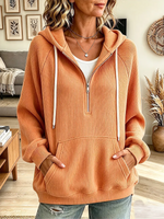 Vintage Elegant Knitted Hooded Zip-up Sweatshirt