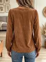 Women's Square Neck Button-Accented Blouse
