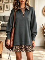 Women's Leopard Contrast Trim Mini Dress