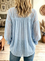 Women's Babydoll Eyelash Lace Henley Tunic Top