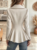 Women's V Neck Peplum Wool Blend Jacket