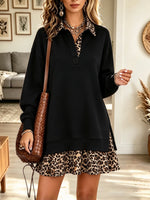 Women's Leopard Contrast Trim Mini Dress