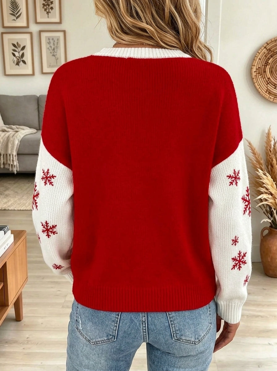 Women's Snowman Snowflake Colorblock Christmas Sweater