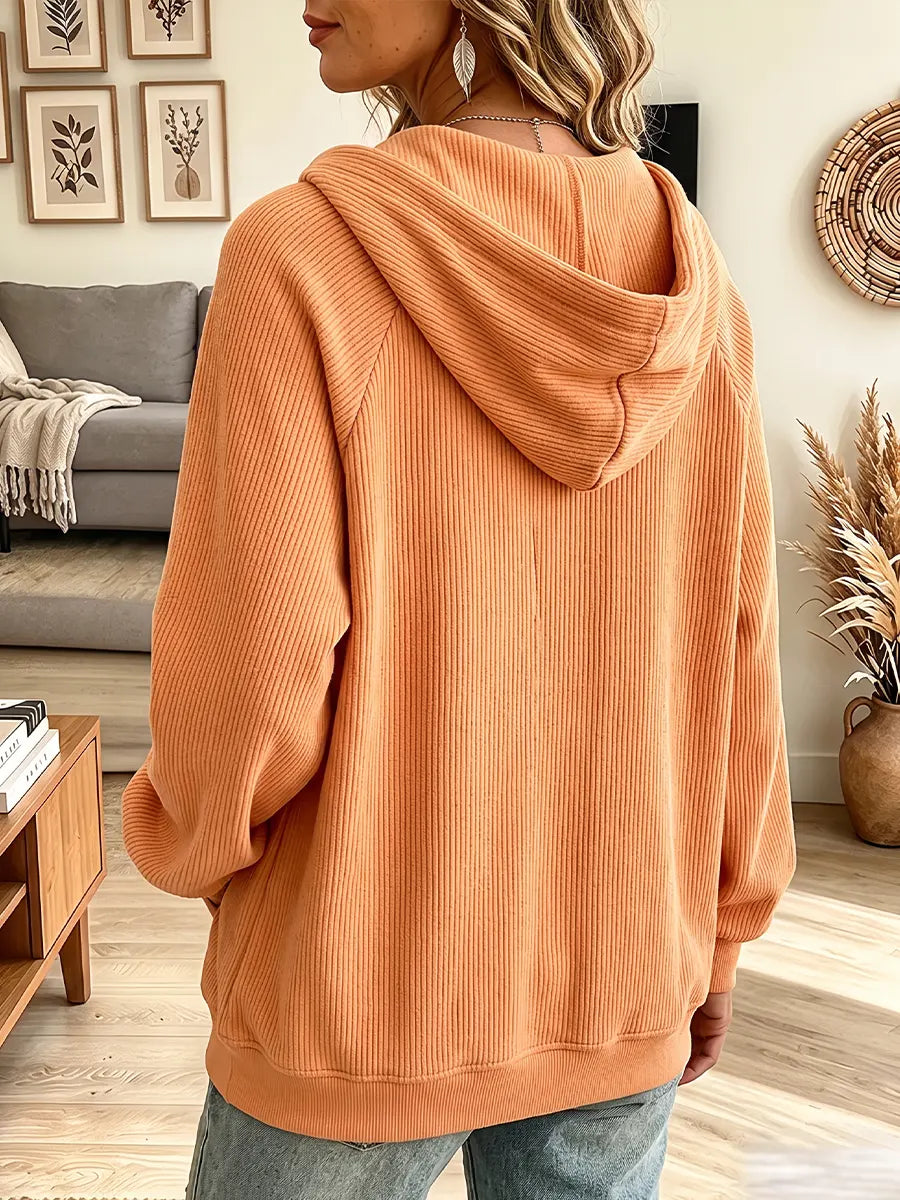 Vintage Elegant Knitted Hooded Zip-up Sweatshirt