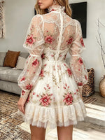 Vintage Elegant Floral Organza Dress