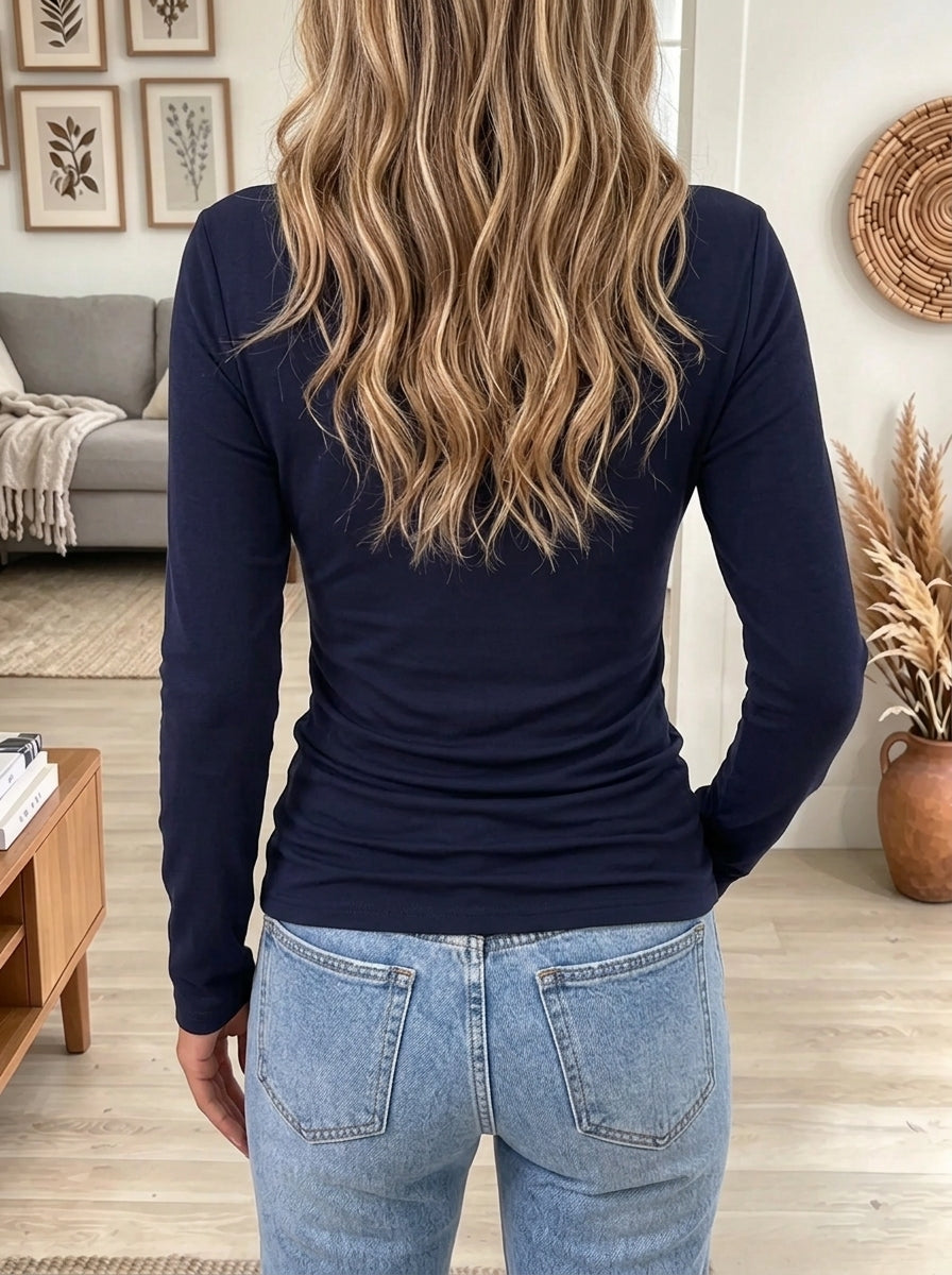 Women's Cowl Neck Long-Sleeve Top