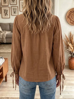 Women's Tiered Ruffle Tie-Cuff Cotton Blouse