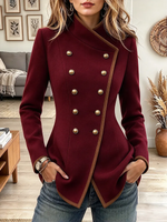 Vintage Elegant Button Contrasting Jacket