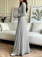 Vintage Chic Elegant Knit Art Casual Round Neck Stylish Long Sleeve Dress
