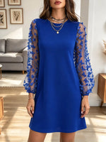 Vintage Butterfly Lace Patchwork Art Casual Stylish Long Sleeve Mini Dress