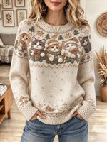 Women's Crewneck Christmas Cat Sweater