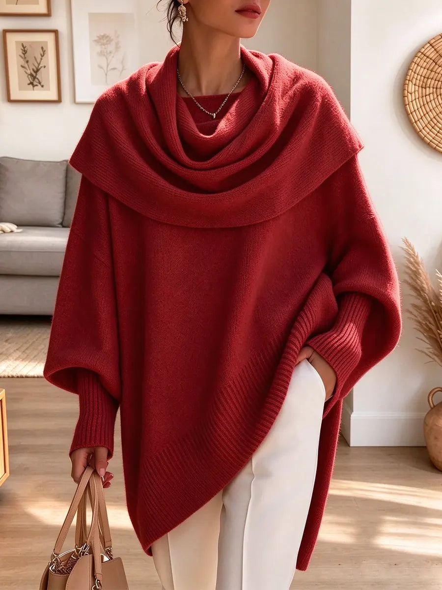 Retro Chic Cowl Neck Art Casual Stylish Long Sleeve Knit Sweater