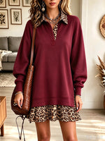 Women's Leopard Contrast Trim Mini Dress
